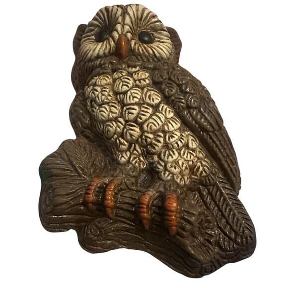 Vintage 1970s Midcentury Modern MCM Foam Molded Resin Owl Wall Hanging Art Decor - Picture 3 of 7